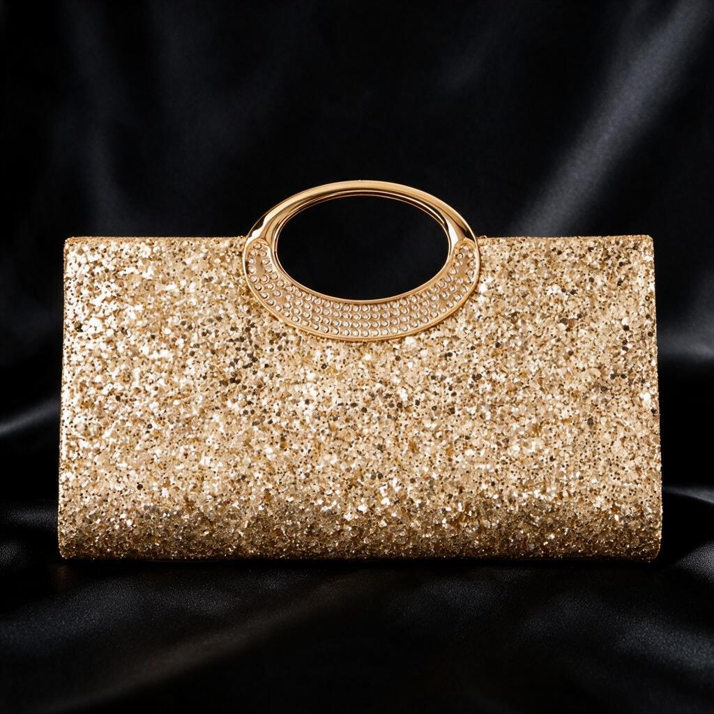 Sac à main doré pailleté