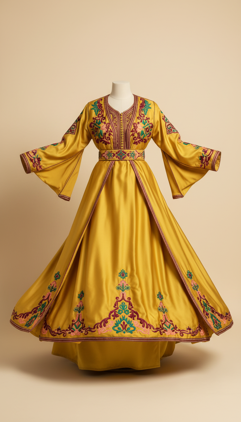 Takchita satin jaune doré