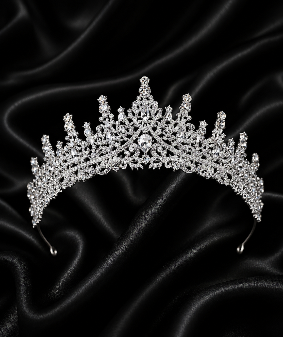 Diadème Royal Argenté en Cristal