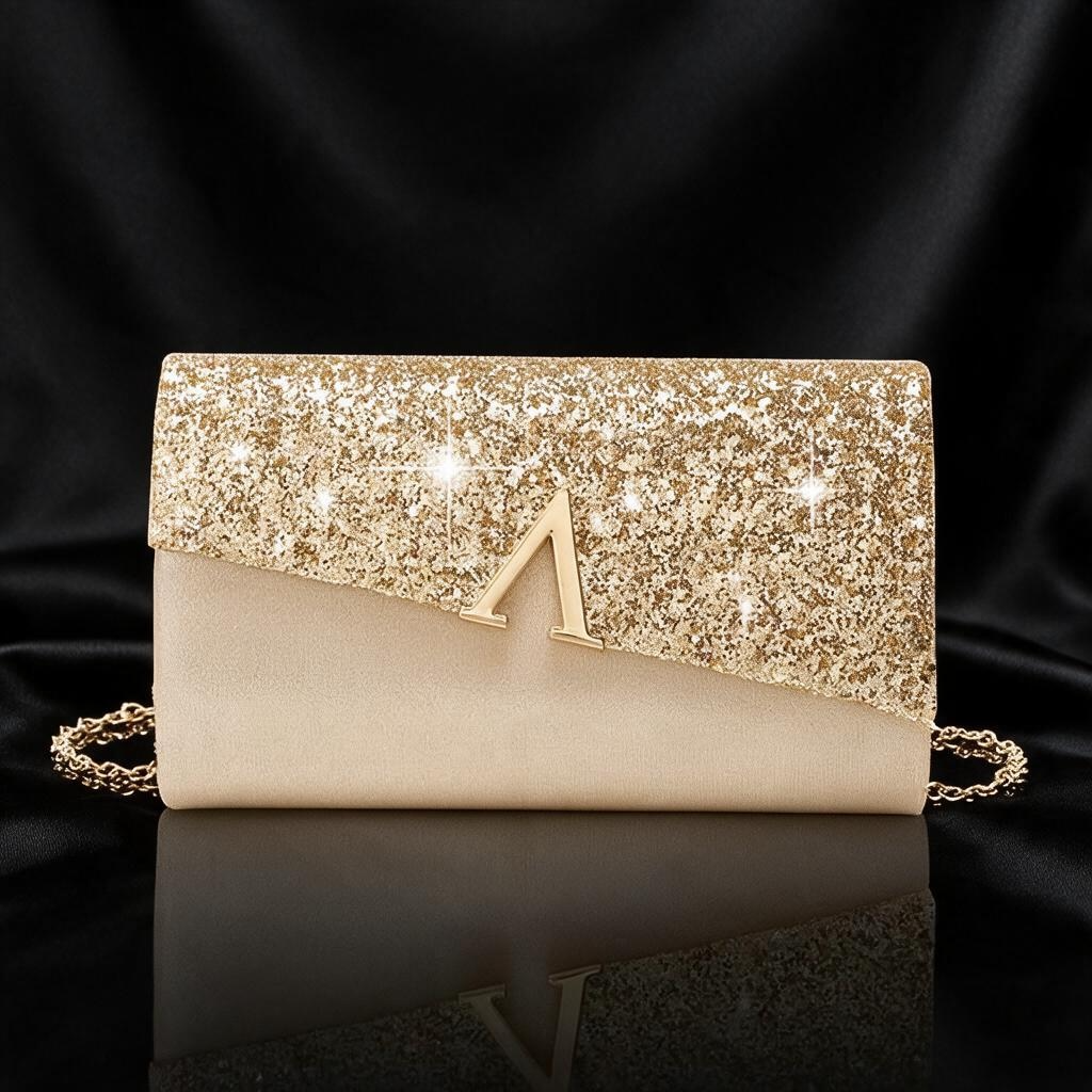 Pochette pailleté doré V
