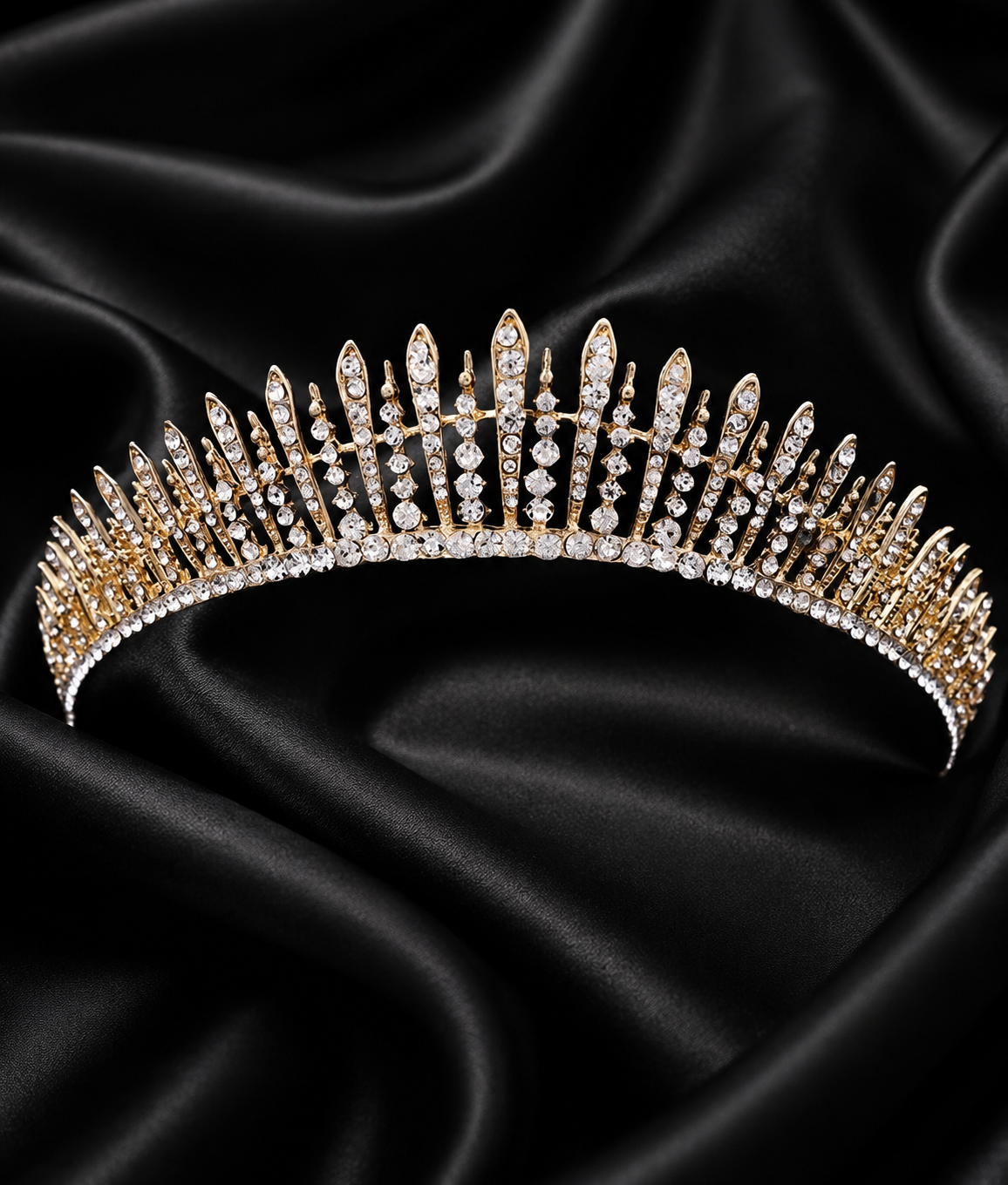 Diadème Royal Doré avec Strass Brillants