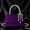 Sac à main satin violet avec diamant
