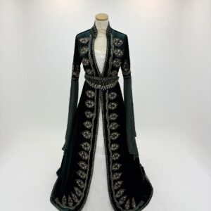 robe spéciale velours vert broderies argentées